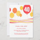 Ballon 40th FOUROH! Uitnodigingen voor fotoverjaar (Achterkant)