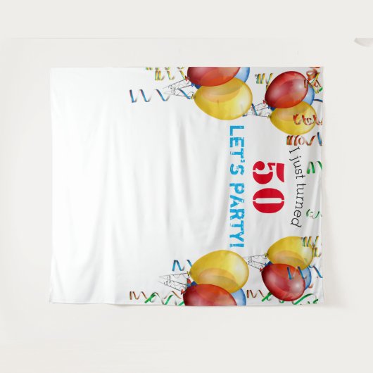Ballon 50e verjaardag fotohokje achtergrond wandkleed (Voorkant (horizontaal))