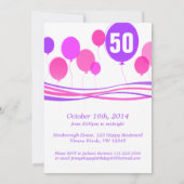 Ballon 50th FIVEOH! Fotoverjaardagsuitnodiging Kaart (Achterkant)