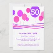 Ballon 50th FIVEOH! Fotoverjaardagsuitnodiging Kaart (Achterkant)