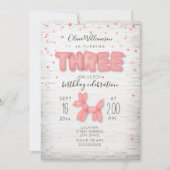 Ballon Animal Brick Confetti Pink 3rd Birthday Kaart (Voorkant)