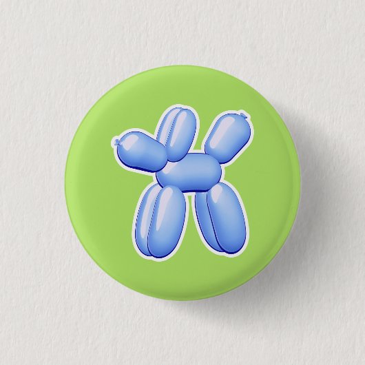 Ballon Animal Dog Blue Ronde Button 3,2 Cm (Voorkant)