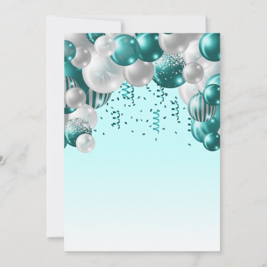 Ballon Arch Blauwgroen Silver Quinceañera Kaart (Achterkant)