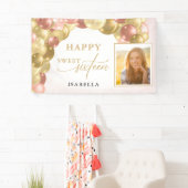 Ballon Arch Happy Sweet 16 Party Photo Banner (Insitu)
