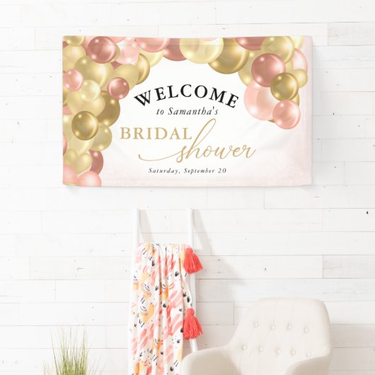 Ballon Arch Pink en Gold Vrijgezellenfeest Welkom Spandoek (Insitu)