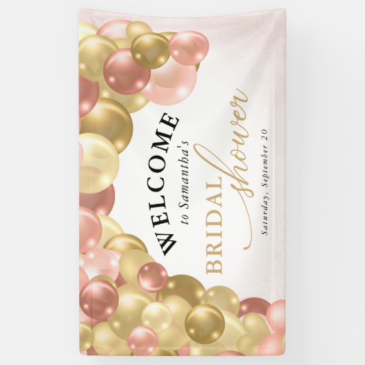 Ballon Arch Pink en Gold Vrijgezellenfeest Welkom Spandoek (Verticaal)