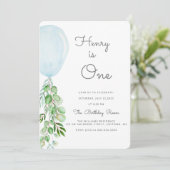 Ballon Baby Boy 1e verjaardag eerste Eucalyptus In Kaart (Staand voorkant)