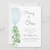 Ballon Baby Boy 1e verjaardag eerste Eucalyptus In Kaart (Voorkant)