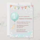 Ballon Baby Boy 1st Birthday Kaart (Voorkant)