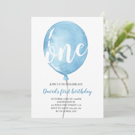Ballon Baby Boy 1st Birthday Kaart (Staand voorkant)