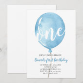 Ballon Baby Boy 1st Birthday Kaart (Voorkant / Achterkant)