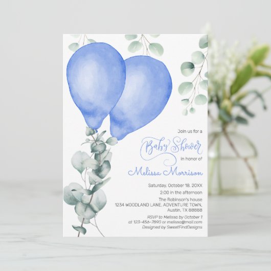 Ballon Baby Boy Shower Kaart (Staand voorkant)