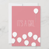 Ballon Baby Girl Uitnodiging (Voorkant)