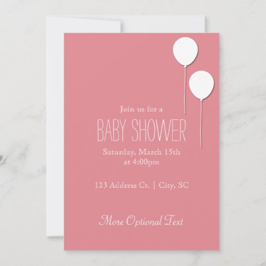 Ballon Baby Girl Uitnodiging (Achterkant)