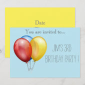 Ballon baby of peuter, jong kind verjaardagsfeest kaart (Voorkant / Achterkant)