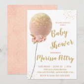 Ballon Baby shower gereed voor pop roos goud Kaart (Voorkant / Achterkant)