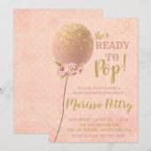 Ballon Baby shower gereed voor pop roos goud Kaart (Voorkant / Achterkant)