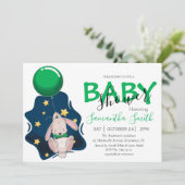 Ballon Baby shower Rabbit Invitation Aankondiging (Staand voorkant)