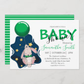 Ballon Baby shower Rabbit Invitation Aankondiging (Voorkant / Achterkant)