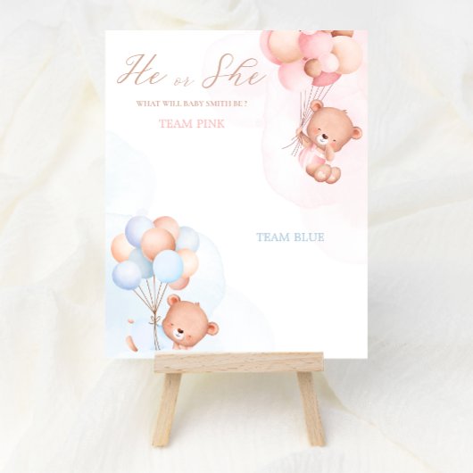 Ballon Beer Jongen of Meisje Geslacht Onthullen St Poster