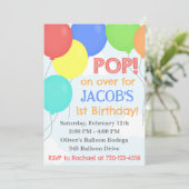 Ballon Birthday Invitation, ballonvaardige uitnodi Kaart (Staand voorkant)