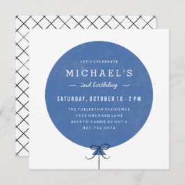 Ballon Birthday Invitation - Cobalt Kaart