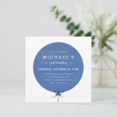 Ballon Birthday Invitation - Cobalt Kaart (Staand voorkant)