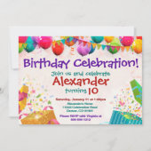 Ballon Birthday Invitation Flat Card Kaart (Voorkant)