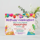 Ballon Birthday Invitation Flat Card Kaart (Staand voorkant)
