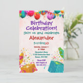 Ballon Birthday Invitation Flat Card Kaart (Staand voorkant)