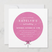 Ballon Birthday Invitation - Fuchsia Kaart (Voorkant)