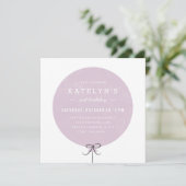 Ballon Birthday Invitation - Lavender Kaart (Staand voorkant)