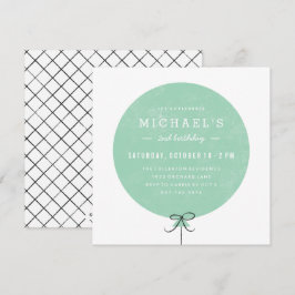 Ballon Birthday Invitation - Mint Kaart