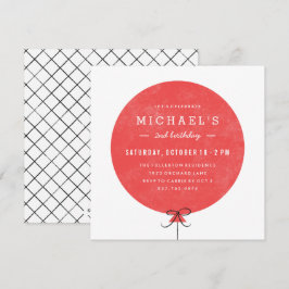 Ballon Birthday Invitation - Red Kaart