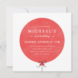 Ballon Birthday Invitation - Red Kaart