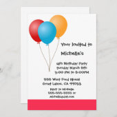 Ballon Birthday Party Invitation Kaart (Voorkant / Achterkant)