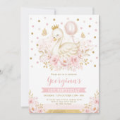 Ballon Birthday Party Pink Gold Swan Princess Kaart (Voorkant)