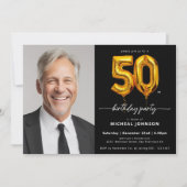 Ballon Black Gold 50e verjaardag Kaart (Voorkant)