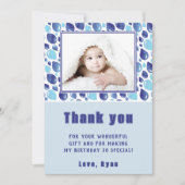 Ballon Blau Kids Foto Verjaardag Bedankkaart (Voorkant)