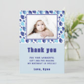 Ballon Blau Kids Foto Verjaardag Bedankkaart (Staand voorkant)