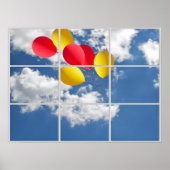 ballon - bouquet in sky via het raam poster (Voorkant)