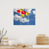 ballon - bouquet in sky via het raam poster (Keuken)