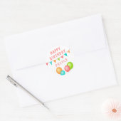 Ballon Bunting Flag Kind Birthday Ronde Sticker (Envelop)