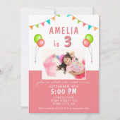 Ballon Bunting Flag Pink Foto Birthday Party Kaart (Voorkant)