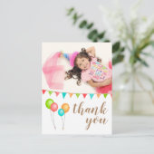 Ballon Bunting Flags Dank u wel de foto van Birthd Briefkaart (Staand voorkant)