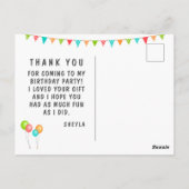 Ballon Bunting Flags Dank u wel de foto van Birthd Briefkaart (Achterkant)