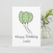 Ballon Cactus Plant Birthday Kaart (Staand voorkant)