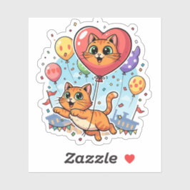 Ballon Cat Parade – Feestelijk Sticker