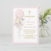 Ballon Christening en First Birthday Invitation Kaart (Staand voorkant)
