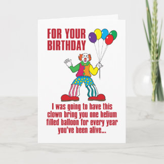 Ballon Clown humoristische verjaardagskaart Kaart